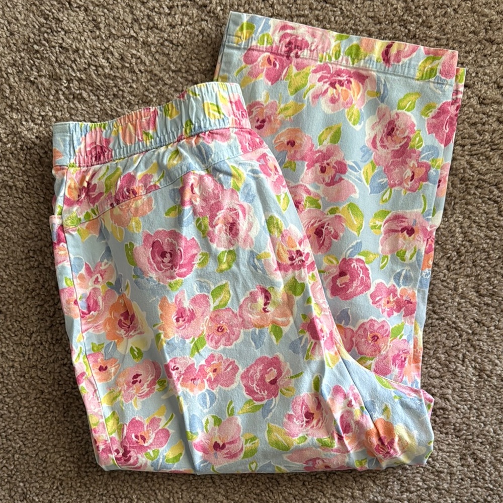 Sag Harbor Pink and Yellow Floral Capris - Picture 2 of 4